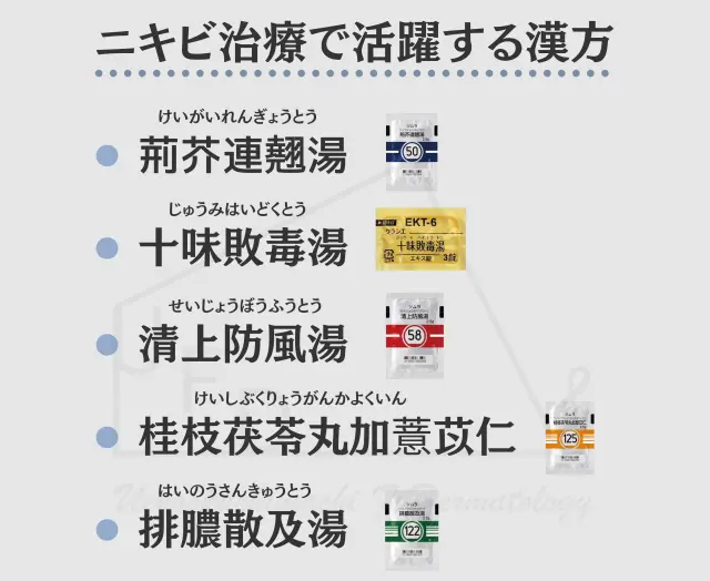 ニキビに処方する漢方薬一覧